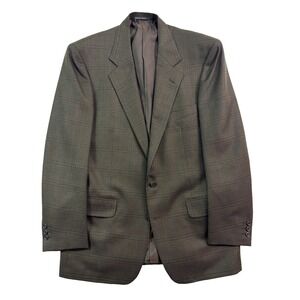 vtg Corneliani Italy 40L Green Brown Plaid Blazer Jacket Sport Suit Coat Wool